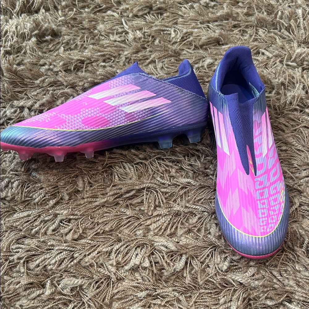adidas Pink and Purple Laceless Soccer Cleats 8